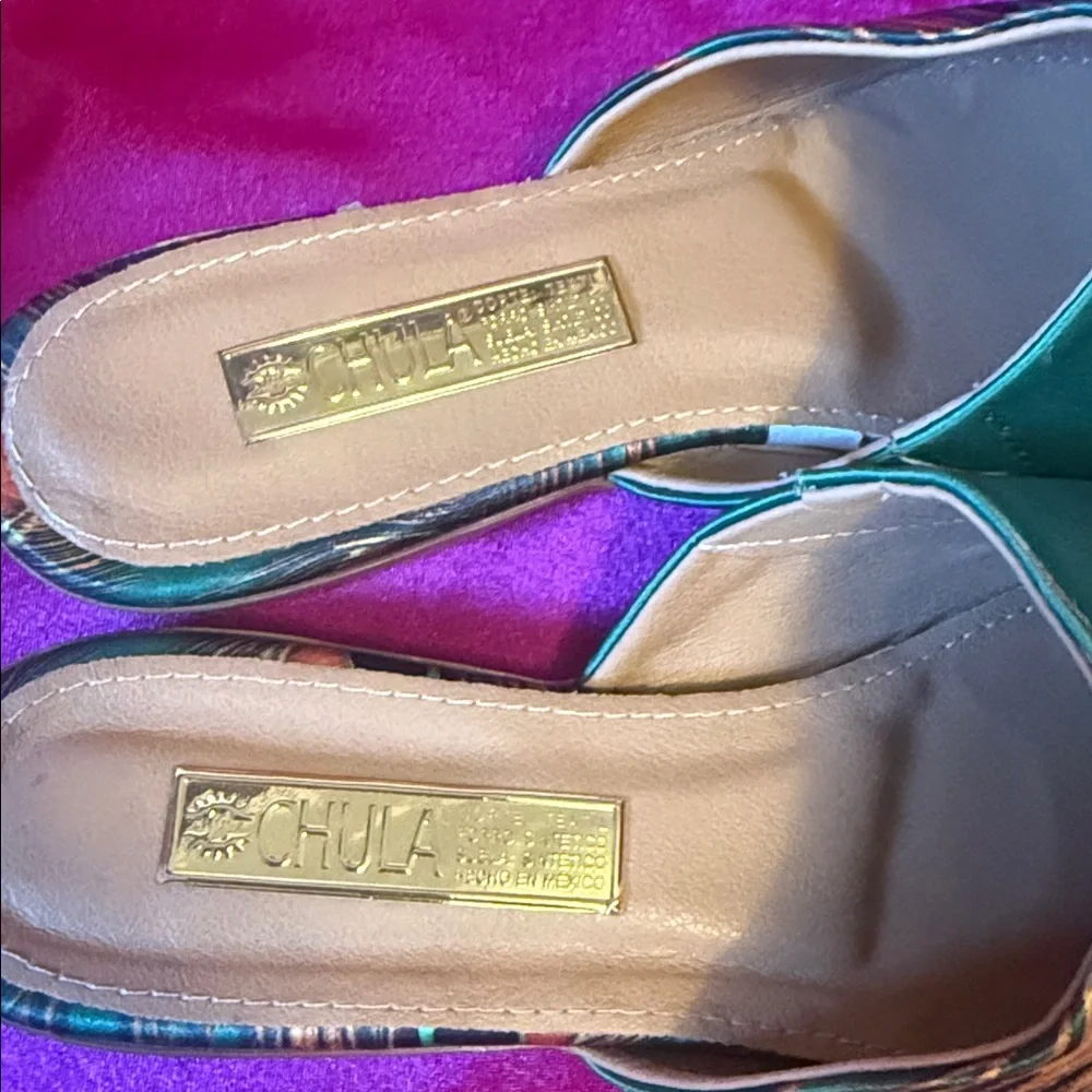 NEW Chula Peacock Feather  size 6 Women's Mules flats - Picture 5 of 6